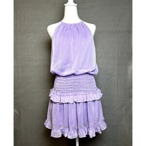 The Impeccable Pig Lavender Tiered Smocked Ruffle Cottage Mini Dress Size Medium